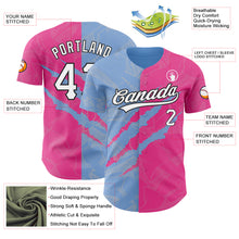 Charger l'image dans la galerie, Custom Graffiti Pattern Pink Light Blue-Black 3D Scratch Authentic Baseball Jersey
