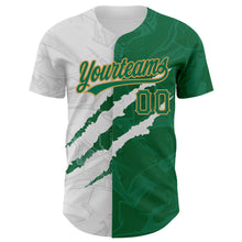 Charger l'image dans la galerie, Custom Graffiti Pattern Kelly Green-Old Gold 3D Scratch Authentic Baseball Jersey