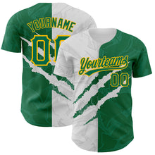 Charger l'image dans la galerie, Custom Graffiti Pattern Kelly Green-Gold 3D Scratch Authentic Baseball Jersey