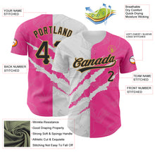 Charger l'image dans la galerie, Custom Graffiti Pattern Black Pink-Old Gold 3D Scratch Authentic Baseball Jersey