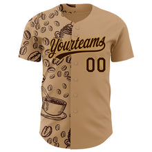 Laden Sie das Bild in den Galerie-Viewer, Custom Brown Old Gold 3D Pattern Design International Coffee Day Authentic Baseball Jersey