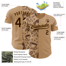 Laden Sie das Bild in den Galerie-Viewer, Custom Brown Old Gold 3D Pattern Design International Coffee Day Authentic Baseball Jersey