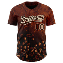 Load image into Gallery viewer, Custom Brown Cream 3D Pattern Design International Coffee Day Authentic Baseball Jersey