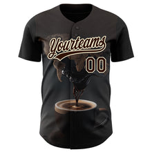 Load image into Gallery viewer, Custom Black Brown Cream 3D Pattern Design International Coffee Day Authentic Baseball Jersey