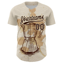 Загрузить изображение в средство просмотра галереи, Custom Cream Brown 3D Pattern Design Vintage Coffee Maker Authentic Baseball Jersey