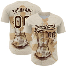 Загрузить изображение в средство просмотра галереи, Custom Cream Brown 3D Pattern Design Vintage Coffee Maker Authentic Baseball Jersey