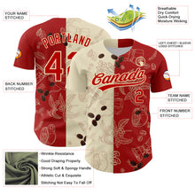 Load image into Gallery viewer, Custom Cream Red 3D Pattern Design International Coffee Day Authentic Baseball Jersey