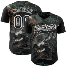 Load image into Gallery viewer, Custom Black White 3D Pattern Design International Coffee Day Authentic Baseball Jersey