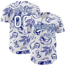 Load image into Gallery viewer, Custom White Royal 3D Pattern Design International Coffee Day Authentic Baseball Jersey