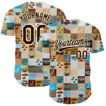 Load image into Gallery viewer, Custom Brown Cream 3D Pattern Design International Coffee Day Authentic Baseball Jersey