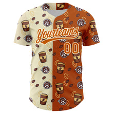 Load image into Gallery viewer, Custom Cream Texas Orange 3D Pattern Design International Coffee Day Authentic Baseball Jersey