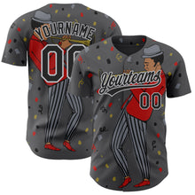 Load image into Gallery viewer, Custom Steel Gray Black-Gray 3D Pattern Jazz Music Authentic Baseball Jersey
