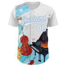 Загрузить изображение в средство просмотра галереи, Custom White Light Blue 3D Pattern Design Music Festival Authentic Baseball Jersey