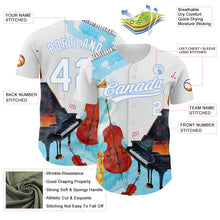 Загрузить изображение в средство просмотра галереи, Custom White Light Blue 3D Pattern Design Music Festival Authentic Baseball Jersey
