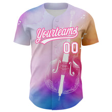 Load image into Gallery viewer, Custom Pink White-Purple 3D Pattern Design Music Festival Authentic Baseball Jersey