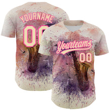 Load image into Gallery viewer, Custom City Cream Pink 3D Pattern Design International Jazz Day Authentic Baseball Jersey