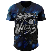 Load image into Gallery viewer, Custom Black Gray 3D Pattern Design International Jazz Day Authentic Baseball Jersey