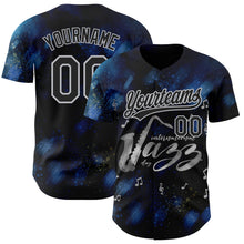 Load image into Gallery viewer, Custom Black Gray 3D Pattern Design International Jazz Day Authentic Baseball Jersey