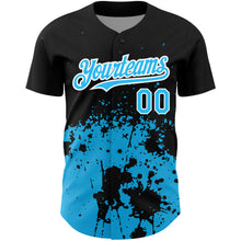 Загрузить изображение в средство просмотра галереи, Custom Black Sky Blue-White 3D Pattern Design Abstract Splash Grunge Art Authentic Baseball Jersey