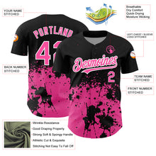 Laden Sie das Bild in den Galerie-Viewer, Custom Black Pink-White 3D Pattern Design Abstract Splash Grunge Art Authentic Baseball Jersey