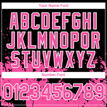 Laden Sie das Bild in den Galerie-Viewer, Custom Black Pink-White 3D Pattern Design Abstract Splash Grunge Art Authentic Baseball Jersey