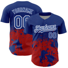 Load image into Gallery viewer, Custom Royal Red-White 3D Pattern Design Abstract Splash Grunge Art Authentic Baseball Jersey