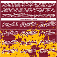 Загрузить изображение в средство просмотра галереи, Custom Crimson Gold-White 3D Pattern Design Abstract Splash Grunge Art Authentic Baseball Jersey