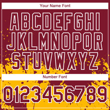 Загрузить изображение в средство просмотра галереи, Custom Crimson Gold-White 3D Pattern Design Abstract Splash Grunge Art Authentic Baseball Jersey