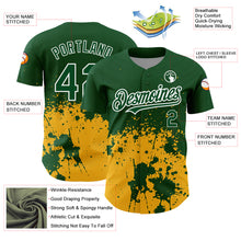 Загрузить изображение в средство просмотра галереи, Custom Green Gold-White 3D Pattern Design Abstract Splash Grunge Art Authentic Baseball Jersey