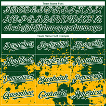Загрузить изображение в средство просмотра галереи, Custom Green Gold-White 3D Pattern Design Abstract Splash Grunge Art Authentic Baseball Jersey