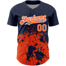 Charger l'image dans la galerie, Custom Navy Orange-White 3D Pattern Design Abstract Splash Grunge Art Authentic Baseball Jersey