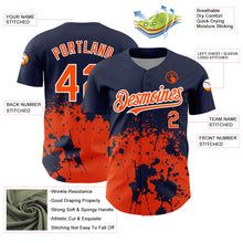 Charger l'image dans la galerie, Custom Navy Orange-White 3D Pattern Design Abstract Splash Grunge Art Authentic Baseball Jersey