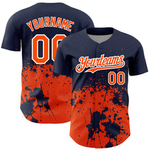 Charger l'image dans la galerie, Custom Navy Orange-White 3D Pattern Design Abstract Splash Grunge Art Authentic Baseball Jersey