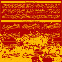 Загрузить изображение в средство просмотра галереи, Custom Red Gold 3D Pattern Design Abstract Splash Grunge Art Authentic Baseball Jersey