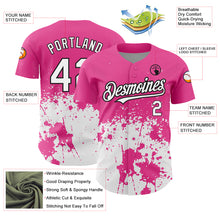 Charger l'image dans la galerie, Custom Pink White-Black 3D Pattern Design Abstract Splash Grunge Art Authentic Baseball Jersey