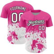Charger l'image dans la galerie, Custom Pink White-Black 3D Pattern Design Abstract Splash Grunge Art Authentic Baseball Jersey
