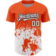 Charger l'image dans la galerie, Custom Orange White-Black 3D Pattern Design Abstract Splash Grunge Art Authentic Baseball Jersey