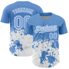 Load image into Gallery viewer, Custom Light Blue White 3D Pattern Design Abstract Splash Grunge Art Authentic Baseball Jersey