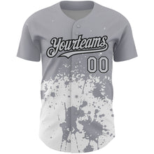 Charger l'image dans la galerie, Custom Gray Black-White 3D Pattern Design Abstract Splash Grunge Art Authentic Baseball Jersey