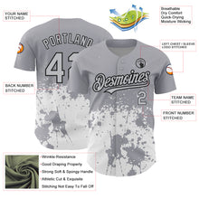 Charger l'image dans la galerie, Custom Gray Black-White 3D Pattern Design Abstract Splash Grunge Art Authentic Baseball Jersey