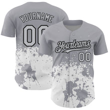 Charger l'image dans la galerie, Custom Gray Black-White 3D Pattern Design Abstract Splash Grunge Art Authentic Baseball Jersey