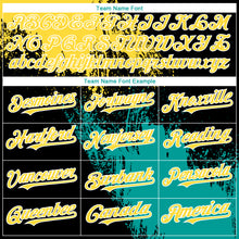 Load image into Gallery viewer, Custom Black Yellow-Teal 3D Pattern Design Abstract Brush Stroke Authentic Baseball Jersey