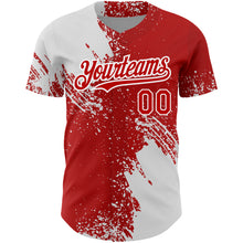 Загрузить изображение в средство просмотра галереи, Custom Red White 3D Pattern Design Abstract Brush Stroke Authentic Baseball Jersey