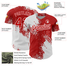 Загрузить изображение в средство просмотра галереи, Custom Red White 3D Pattern Design Abstract Brush Stroke Authentic Baseball Jersey