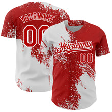 Загрузить изображение в средство просмотра галереи, Custom Red White 3D Pattern Design Abstract Brush Stroke Authentic Baseball Jersey