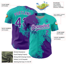 Загрузить изображение в средство просмотра галереи, Custom Aqua Purple-White 3D Pattern Design Abstract Brush Stroke Authentic Baseball Jersey