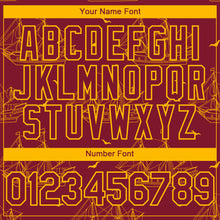 Загрузить изображение в средство просмотра галереи, Custom Crimson Gold 3D Pattern Design Ship Frigate With Seagulls Authentic Baseball Jersey