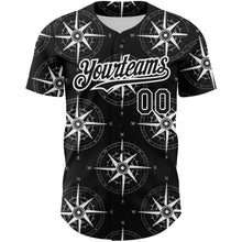 Загрузить изображение в средство просмотра галереи, Custom Black White 3D Pattern Design Navigation Compass Authentic Baseball Jersey