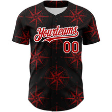Charger l'image dans la galerie, Custom Black Red-White 3D Pattern Design Navigation Compass Authentic Baseball Jersey