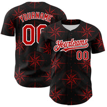 Charger l'image dans la galerie, Custom Black Red-White 3D Pattern Design Navigation Compass Authentic Baseball Jersey